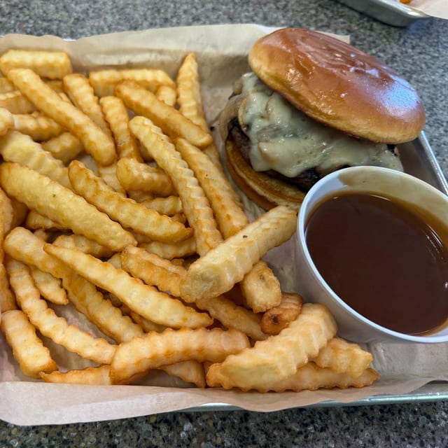Mushroom Swiss Burger.