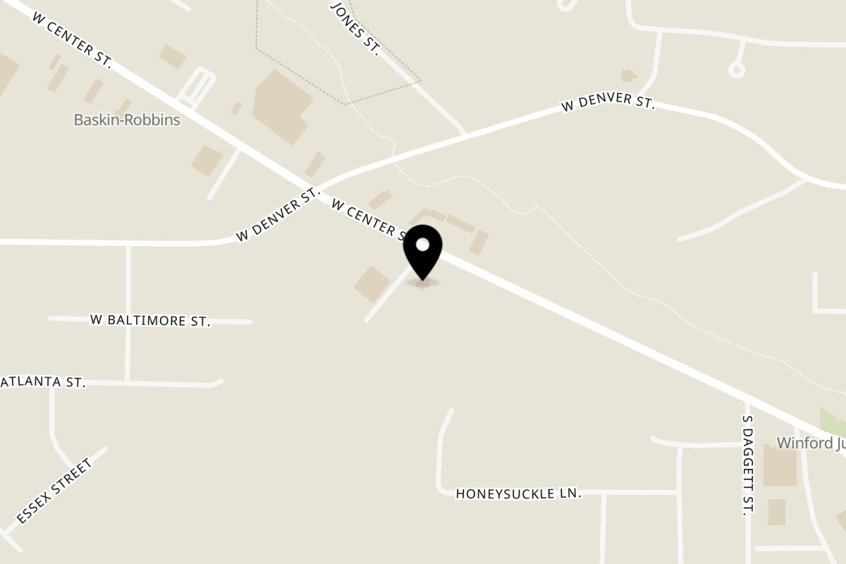 Map showing the location of The Dari on 675 W Center St in Greenwood